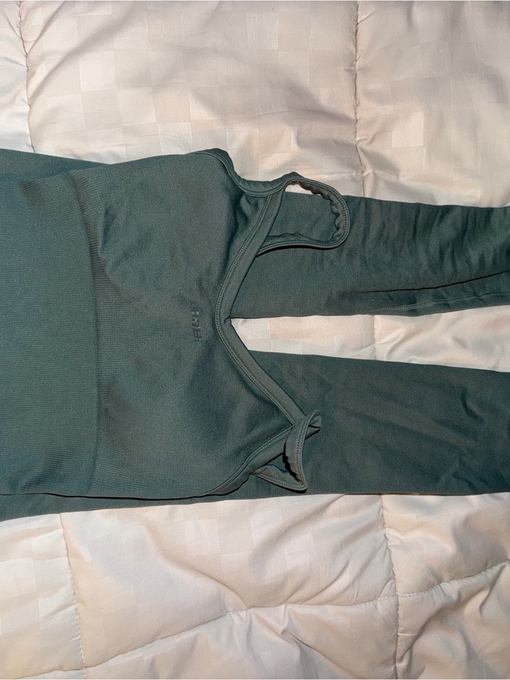 Oh Polly Ribbed Olive-Green Leggings with Matching Tank